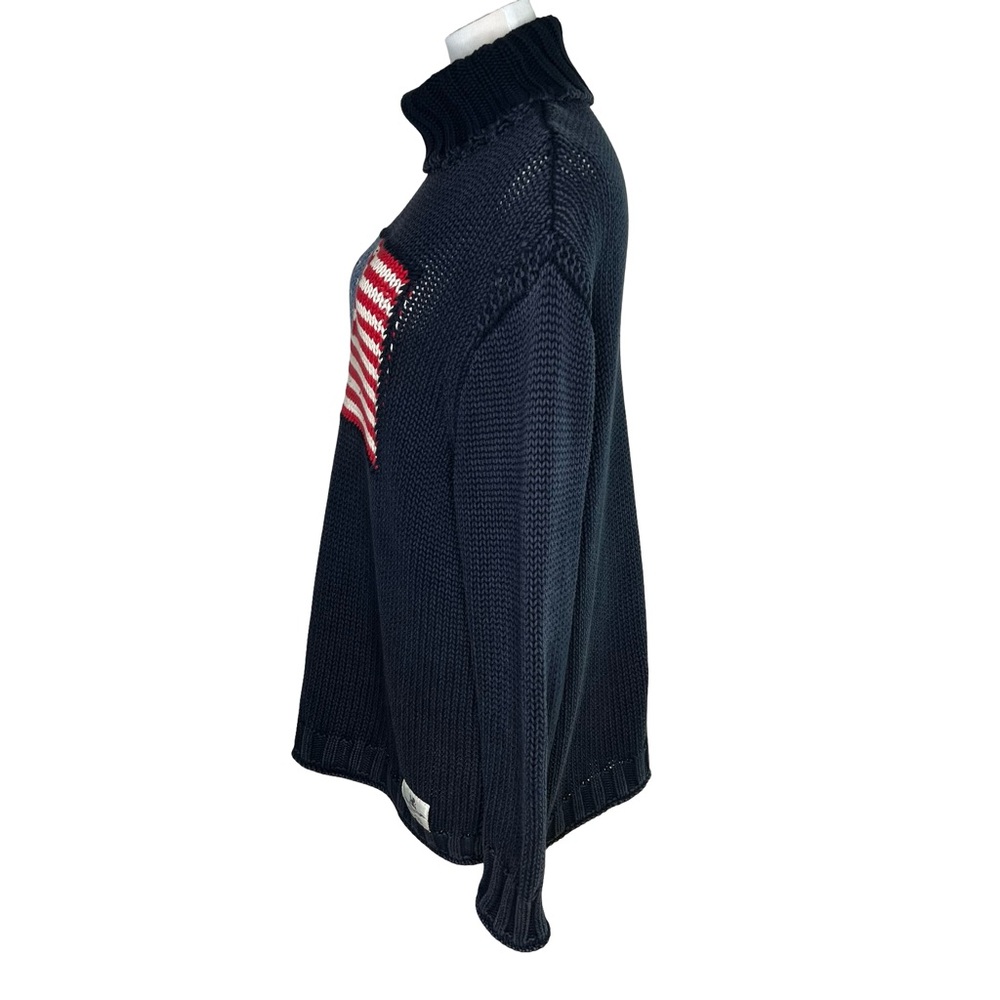 Denimist American Flag Turtleneck Sweater Size Medium Navy Oversized Patriotic - Picture 3 of 9